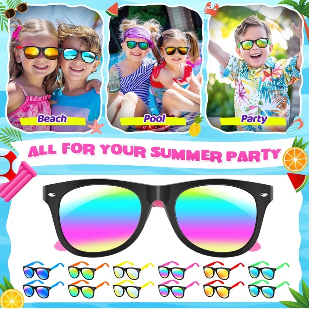 Kids Neon Sunglasses UV400 Protection Party Favors 9 Pack